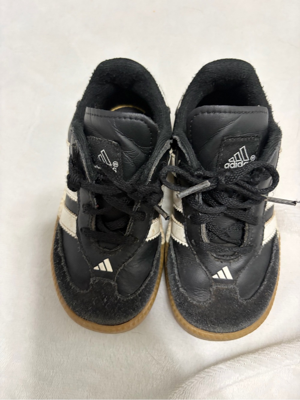 adidas Kids Black and White Lace-Up Sneakers with Gum Outsole